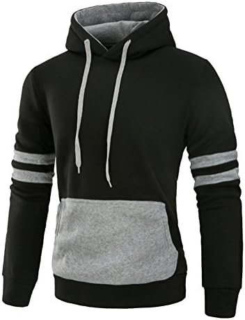 Mens Contrast Color Pullover Hoodie Cozy Sport Outwear